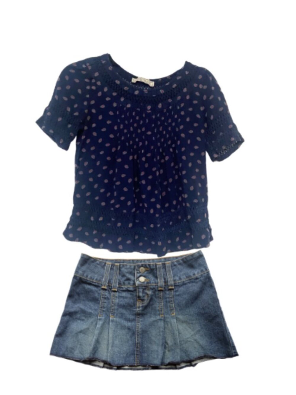 Abercrombie & Fitch women's S smocked front ruffle bottom printed blouse EUC